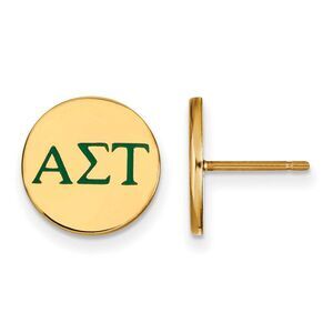 14K Plated Silver Alpha Sigma Tau Enamel Greek Letters Post Earrings